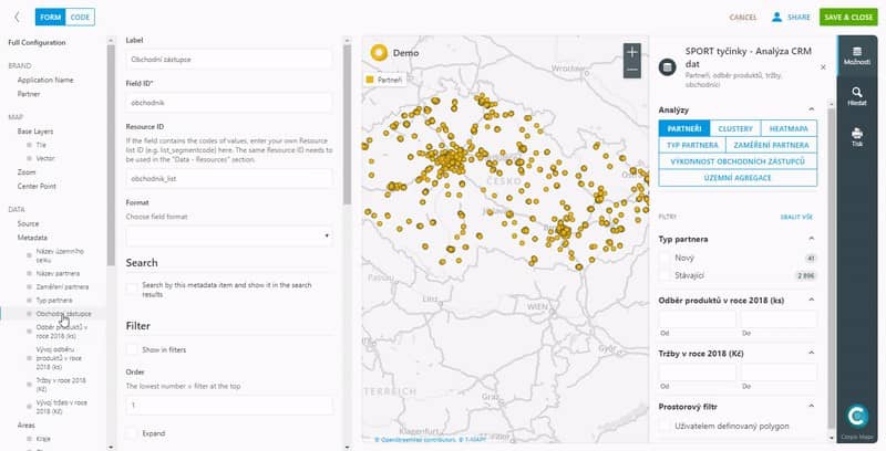 Corpis maps - příklad analýzy obchodních aktivit