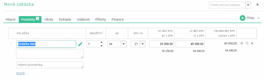 FLOWii - k zakázce si můžete přiřadit i služby nebo produkty