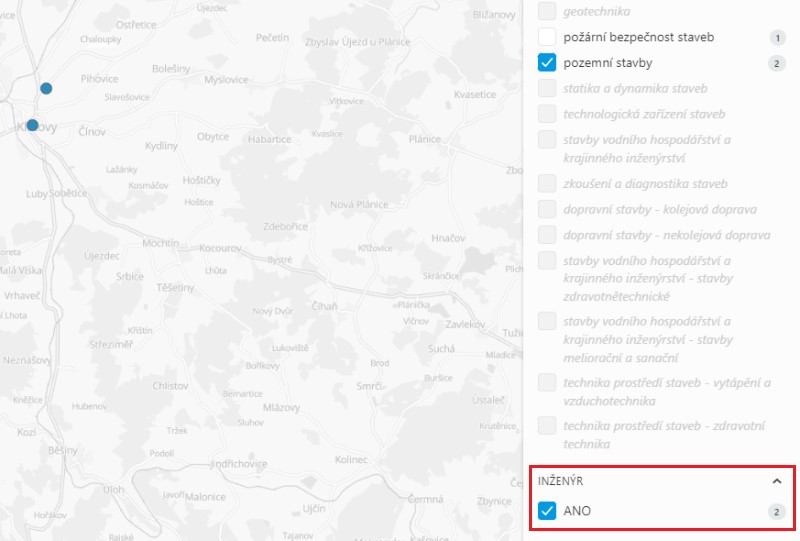 Corpis Maps - výběr podle funkce 