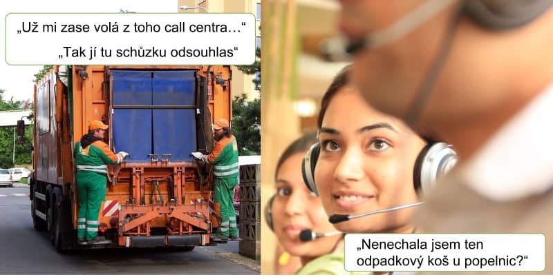 Meme - popelář a operátorka na telefonu